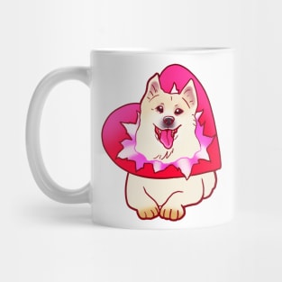 YOUR VALENTINE IS HERE (SHIBA SAMOYED) HEART PRESENT SHIRT Mug